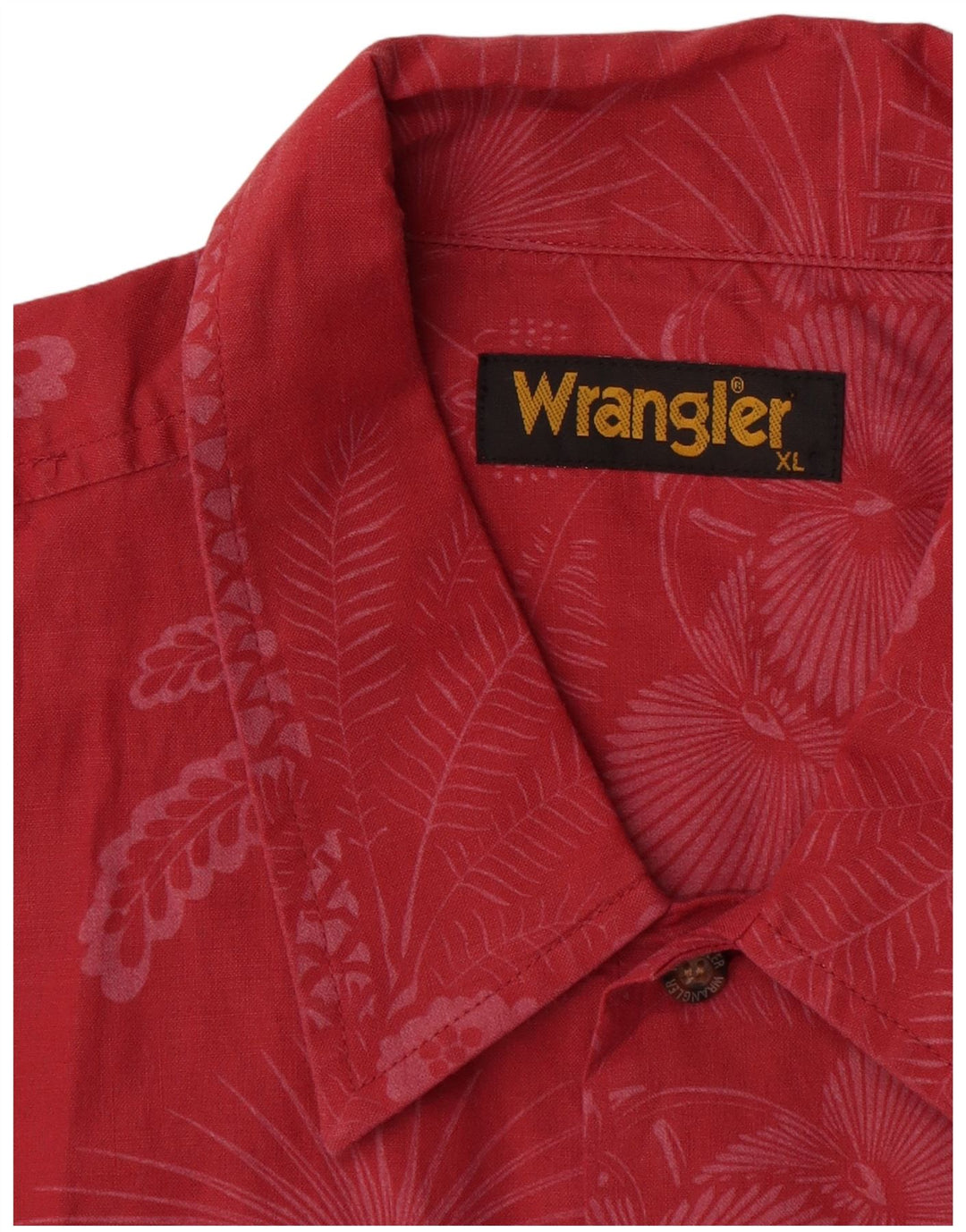 Ανδρικό κοντομάνικο πουκάμισο Wrangler XL κόκκινο φλοράλ βαμβακερό