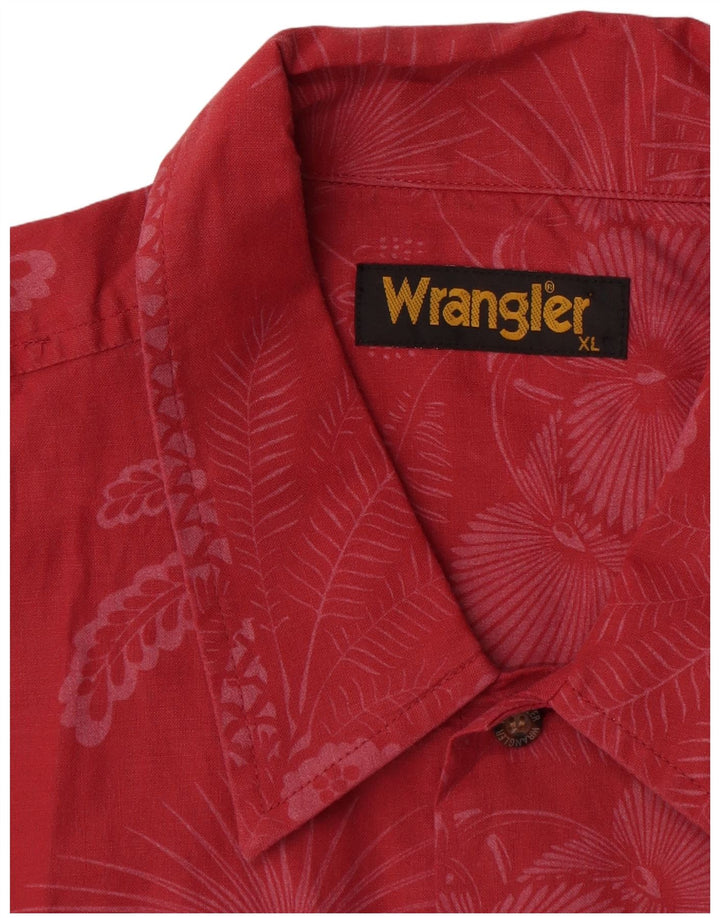 Ανδρικό κοντομάνικο πουκάμισο Wrangler XL κόκκινο φλοράλ βαμβακερό