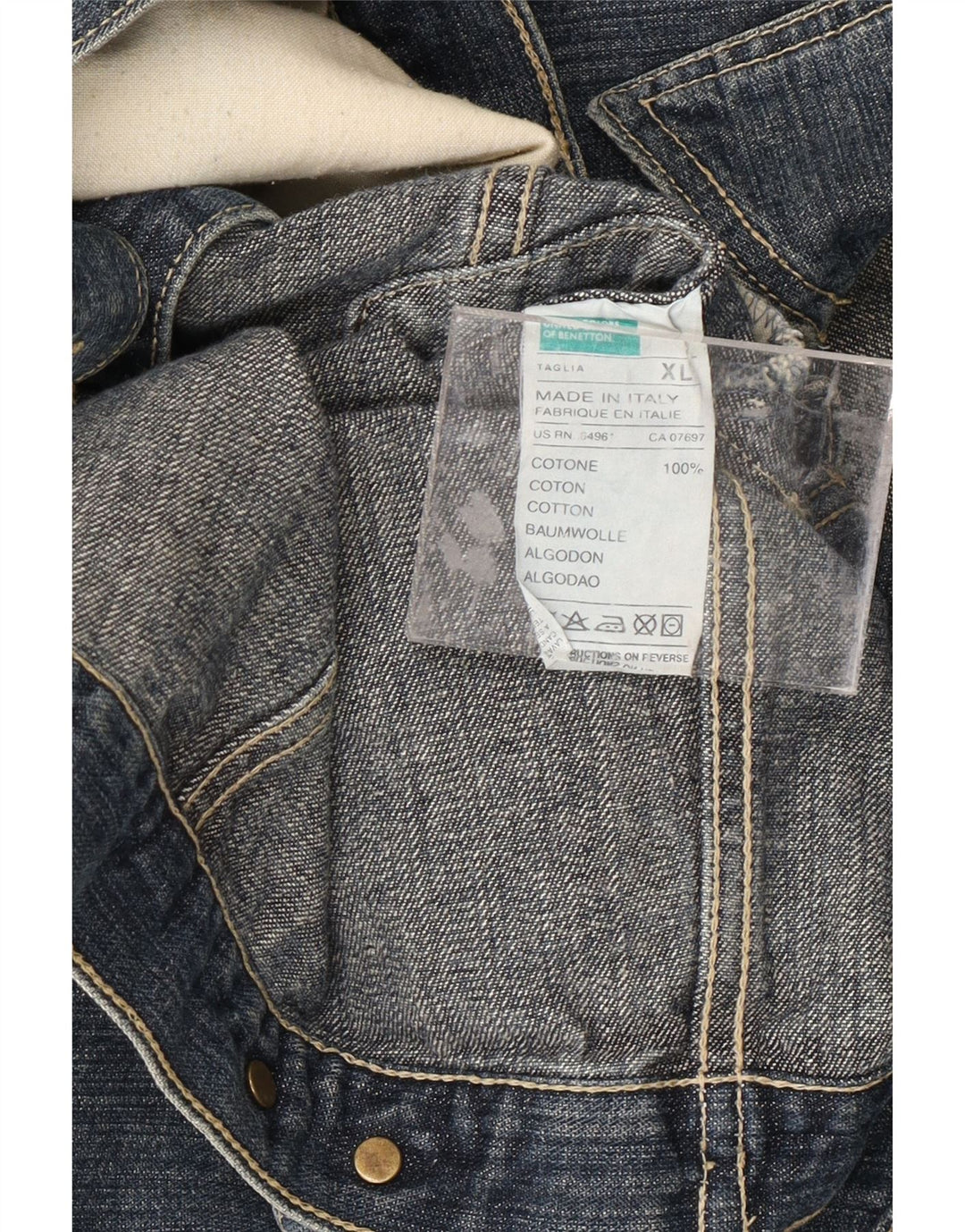 BENETTON Γυναικείο Τζιν Μπουφάν UK 18 XL Μπλε Βαμβακερό