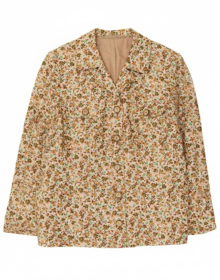 Vintage γυναικείο σακάκι blazer UK 12 μεσαίων μπεζ φλοράλ