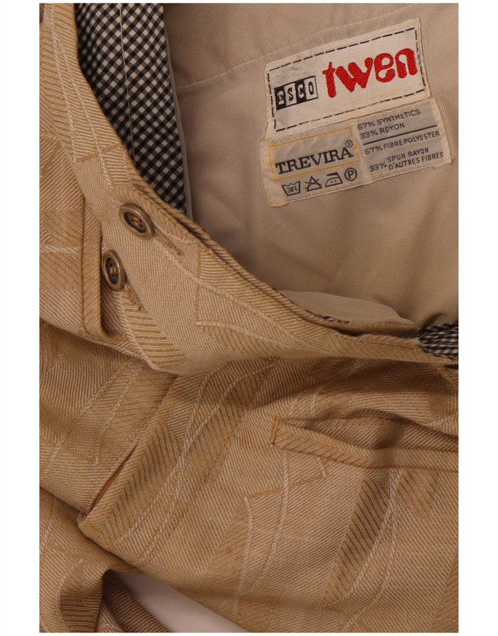 TREVIRA Γυναικείο κοστούμι αφηρημένο με μοτίβο μποτάκι παντελόνι W30 L31 καφέ