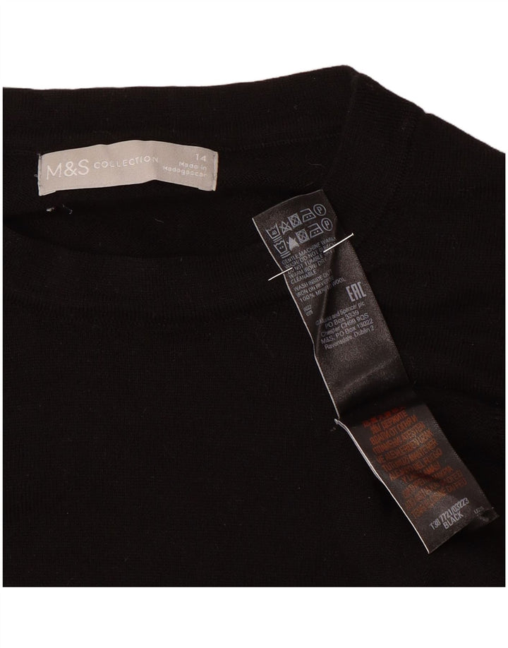 Marks & Spencer Γυναικείο πουλόβερ με λαιμόκοψη UK 14 μεγάλο μαύρο μαλλί