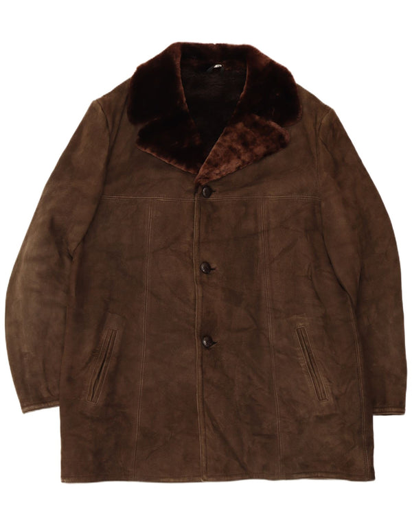 Vintage Ανδρικό Shearling Jacket UK 42 XL Καφέ Δερμάτινο