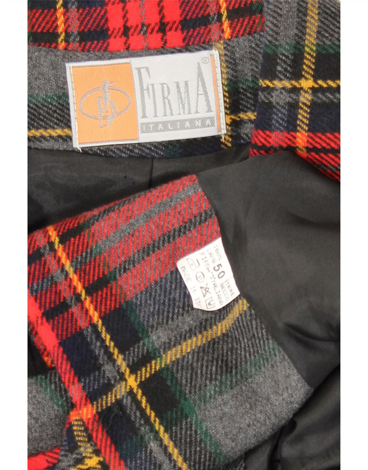 Vintage γυναικείο τζάκετ με 3 κουμπιά σακάκι IT 50 XL Grey Check Polyester
