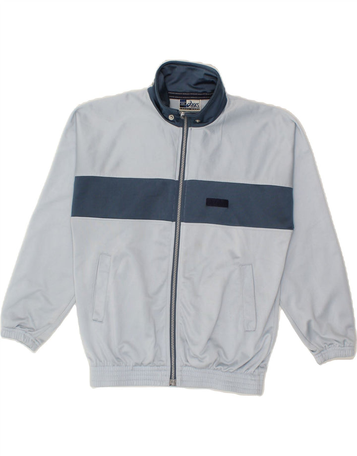 ASICS Womens Tracksuit Top Jacket UK 12 Medium Blue Colourblock Polyester Vintage Asics and Second-Hand Asics from Messina Hembry 
