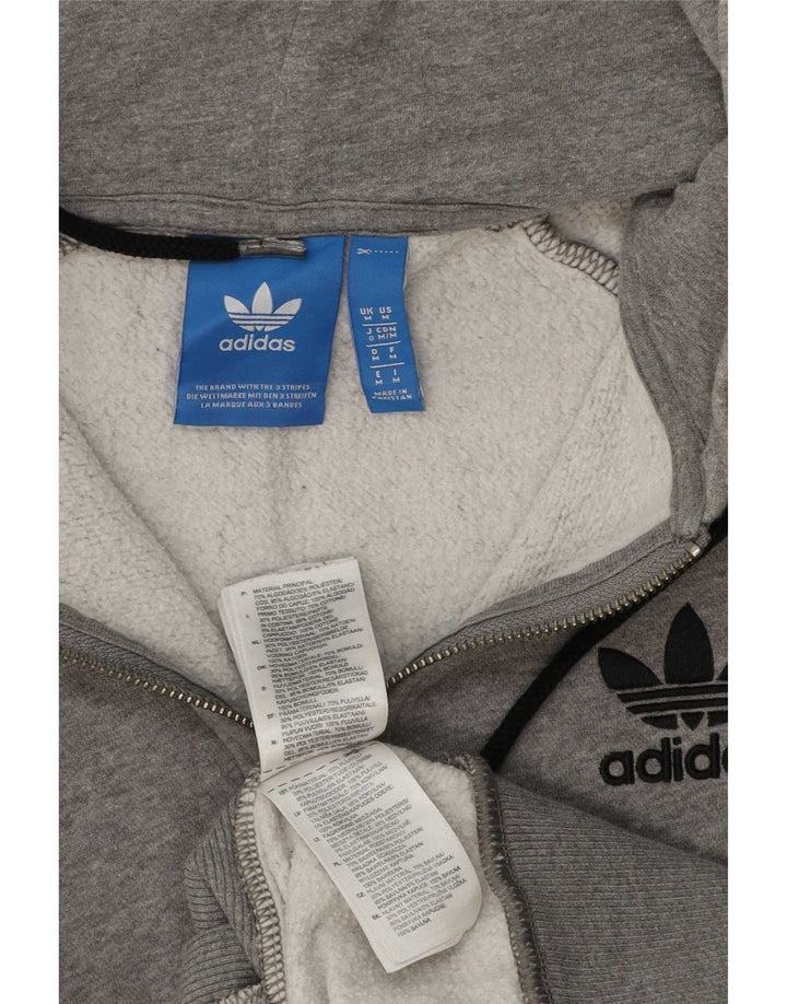 Ανδρικό πουλόβερ με κουκούλα με φερμουάρ Adidas, βαμβακερό μεσαίο γκρι