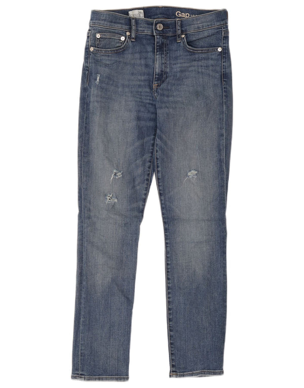 Gap Womens Distressed Slim Straight Jeans W28 L28 Blue Cotton