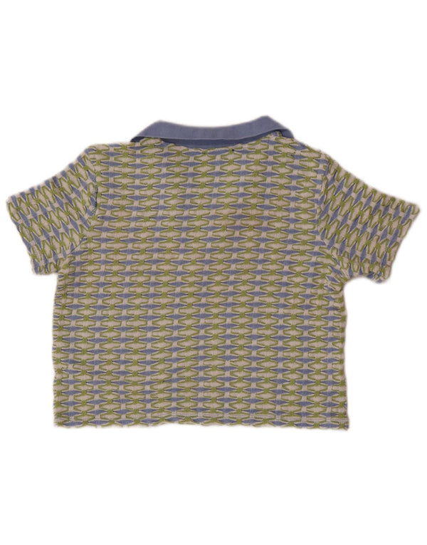 Zara Γυναικείο πουκάμισο πόλο Crop UK 10 Small Green Geometric Polyester