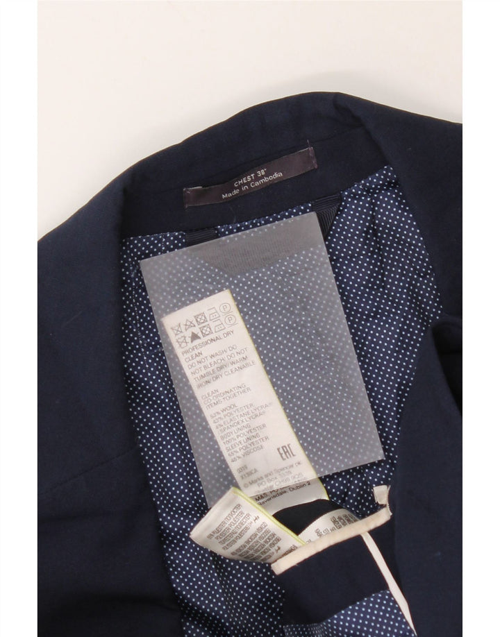 Marks & Spencer Ανδρικό μπλέιζερ με 2 κουμπιά μπουφάν UK 38 Medium Navy Blue Wool