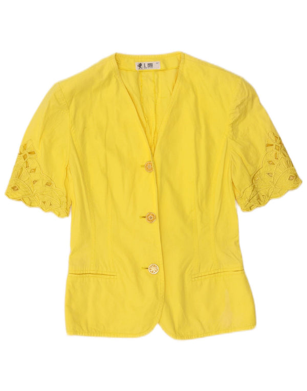Vintage Womens Short Sleeve Cardigan Top IT 42 Medium Yellow Cotton