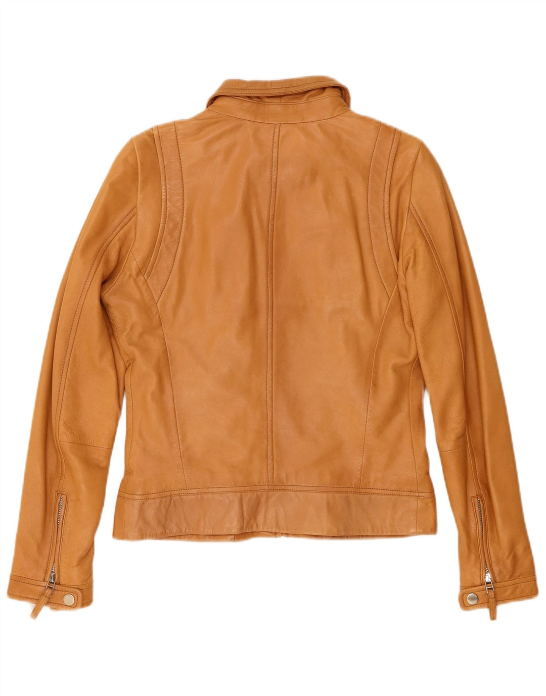 Massimo Dutti Γυναικείο Crop Δερμάτινο Μπουφάν UK 12 Medium Beige Sheepskin