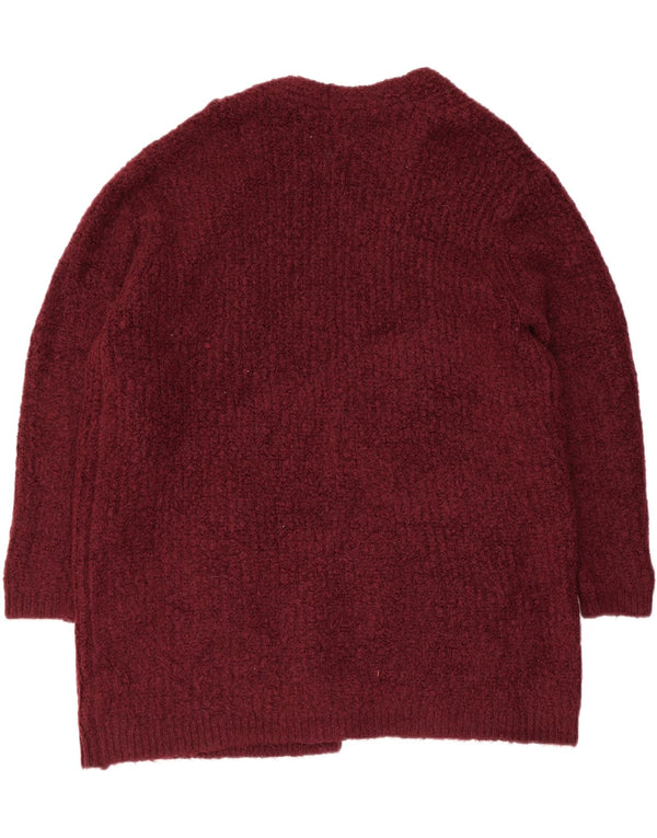 Marks & Spencer Γυναικείο Longline ανοιχτό πουλόβερ ζακέτα UK 16 Large Burgundy