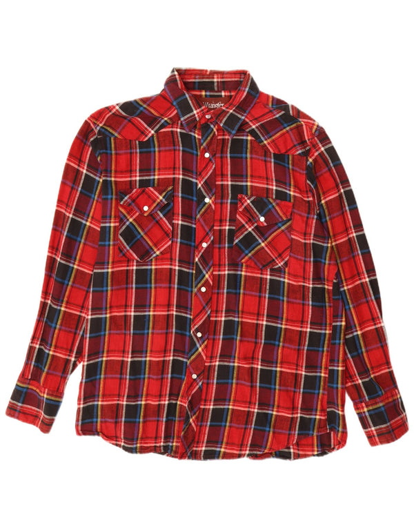 Wrangler Mens Western Flannel Shirt Large Red Plaid