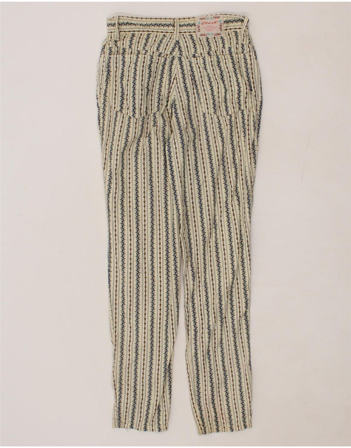 VINTAGE Womens Abstract Pattern Casual Trousers IT 42 Medium W28 L29 Beige Vintage Vintage and Second-Hand Vintage from Messina Hembry 