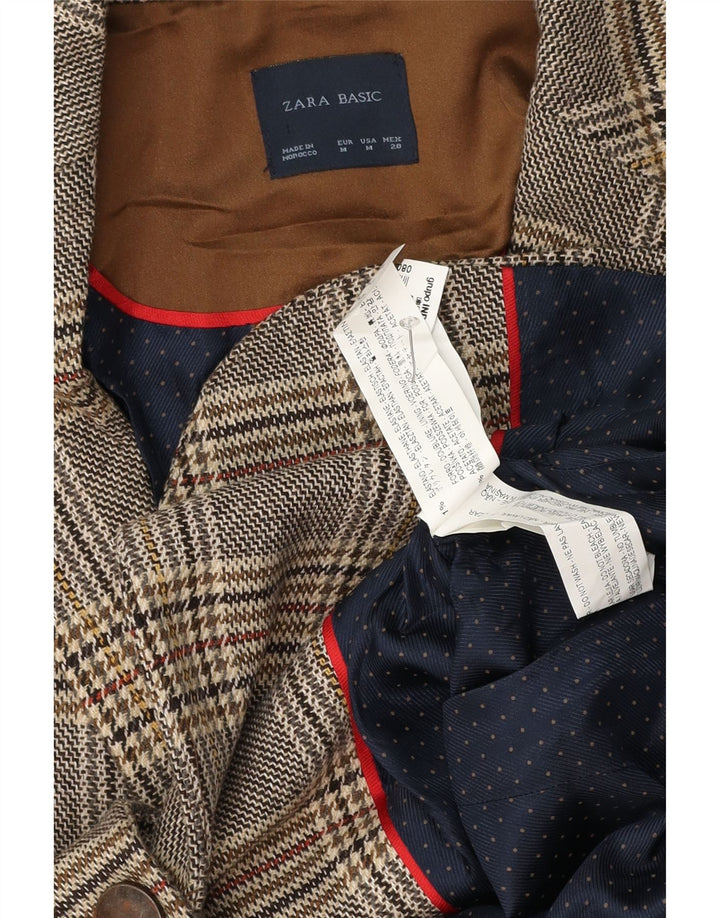 Zara Γυναικείο Μπουφάν 1 Κουμπί Blazer UK 14 Medium Grey Check Acetate