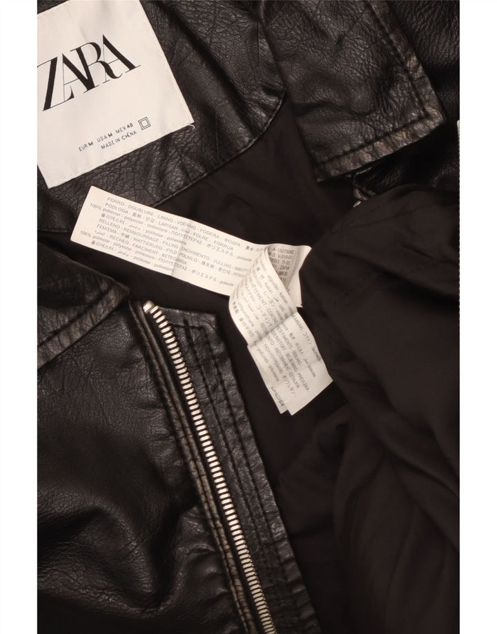 Zara Ανδρικό Δερμάτινο Μπουφάν UK 38 Μεσαίο Μαύρο Πολυουρεθάνη