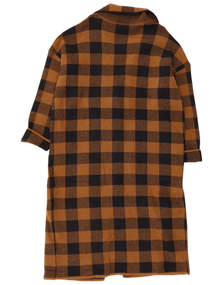Zara Γυναικείο Oversized Πανωφόρι UK 10 Small Brown Gingham Nylon