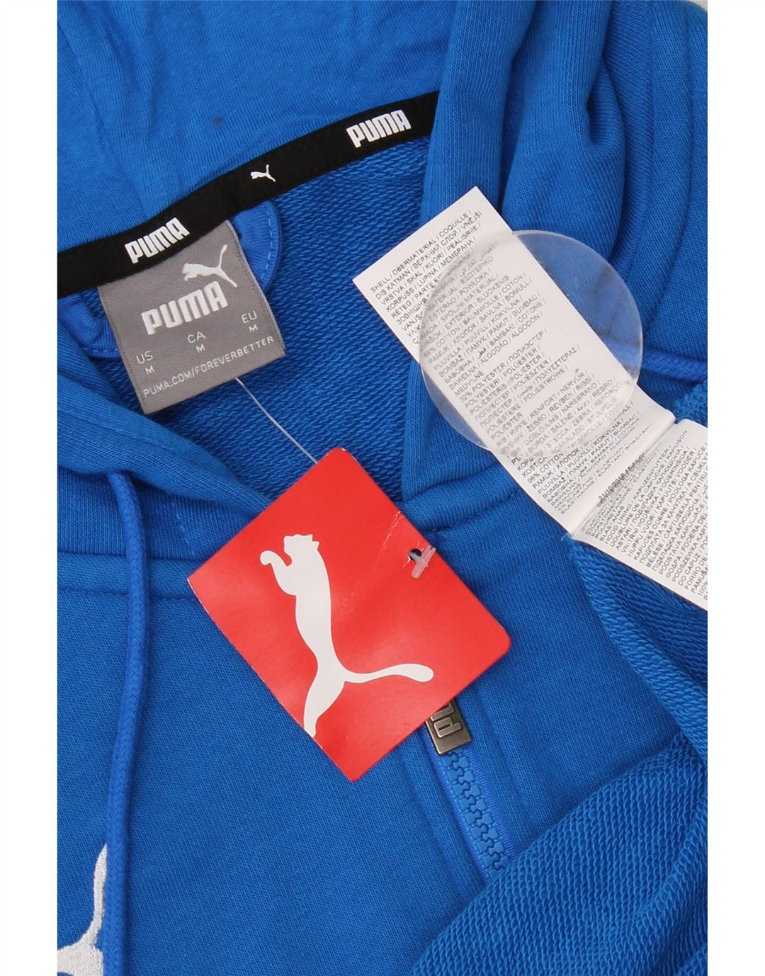 Ανδρικό πουλόβερ με κουκούλα με φερμουάρ Puma, μεσαίο μπλε βαμβακερό
