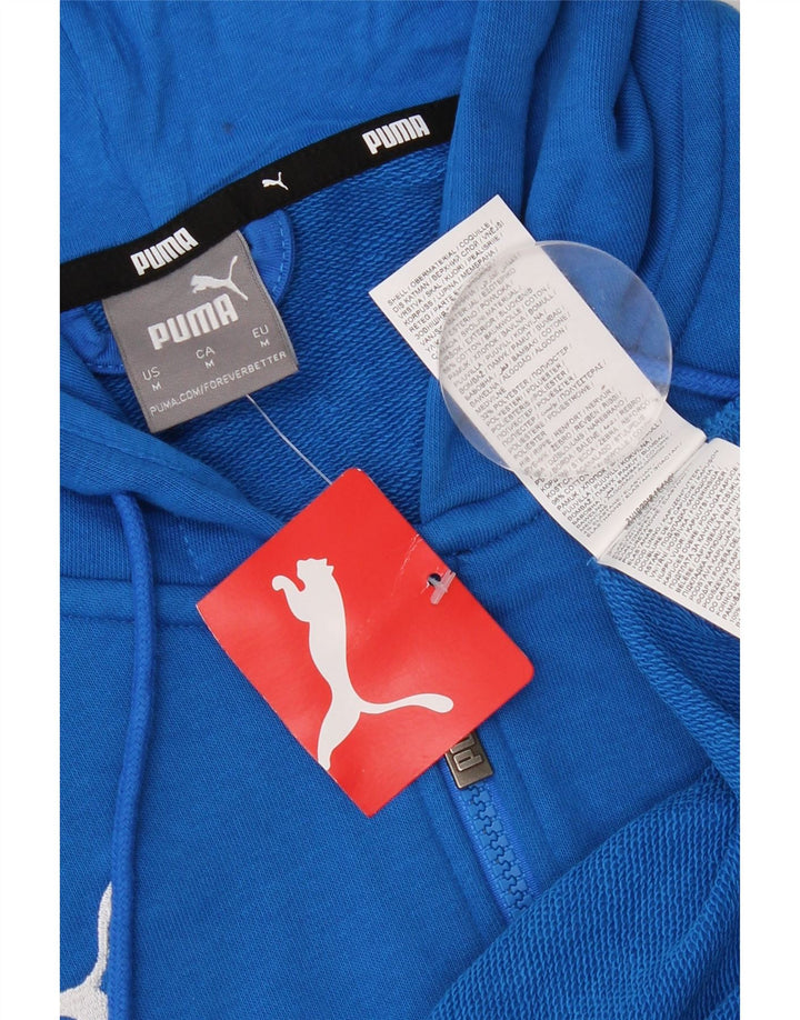 Ανδρικό πουλόβερ με κουκούλα με φερμουάρ Puma, μεσαίο μπλε βαμβακερό