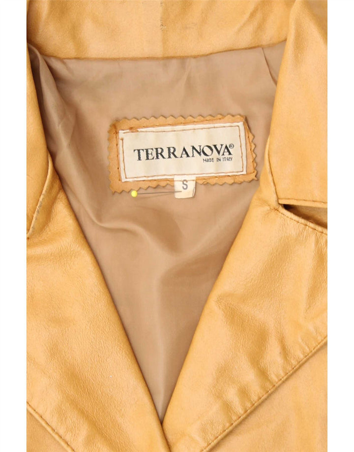 Terranova Γυναικείο Δερμάτινο Παλτό UK 10 Small Beige Leather