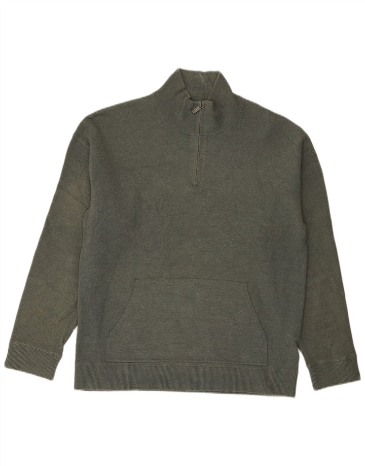 Ανδρικό πουλόβερ Massimo Dutti με φερμουάρ, μεγάλο γκρι βισκόζη
