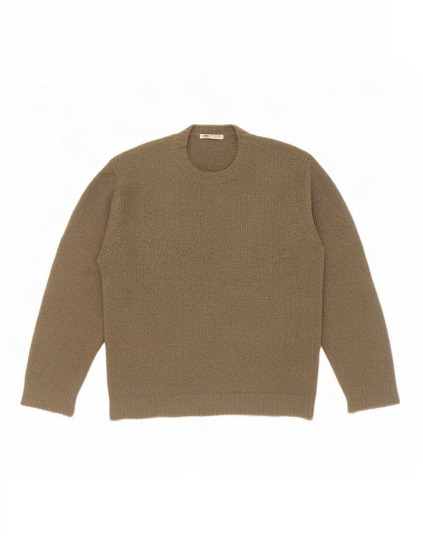 Ανδρικό πουλόβερ Zara Crew Neck Jumper Medium Khaki Acrylic