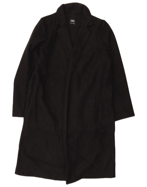 Zara Γυναικείο Ανοιχτό Παλτό UK 16 Large Black Polyester