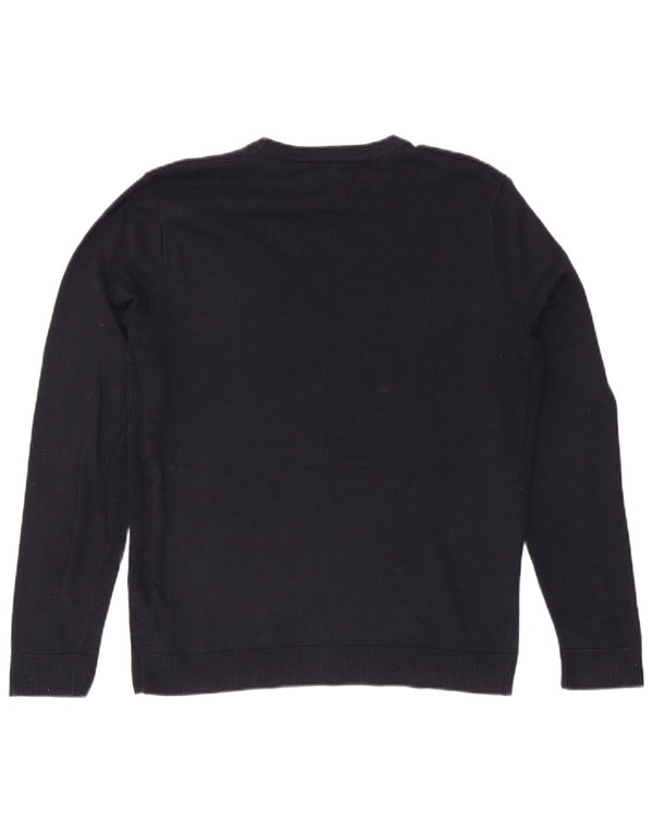 Jack & Jones Ανδρικό πουλόβερ με λαιμόκοψη μεγάλου μπλε βαμβακερό