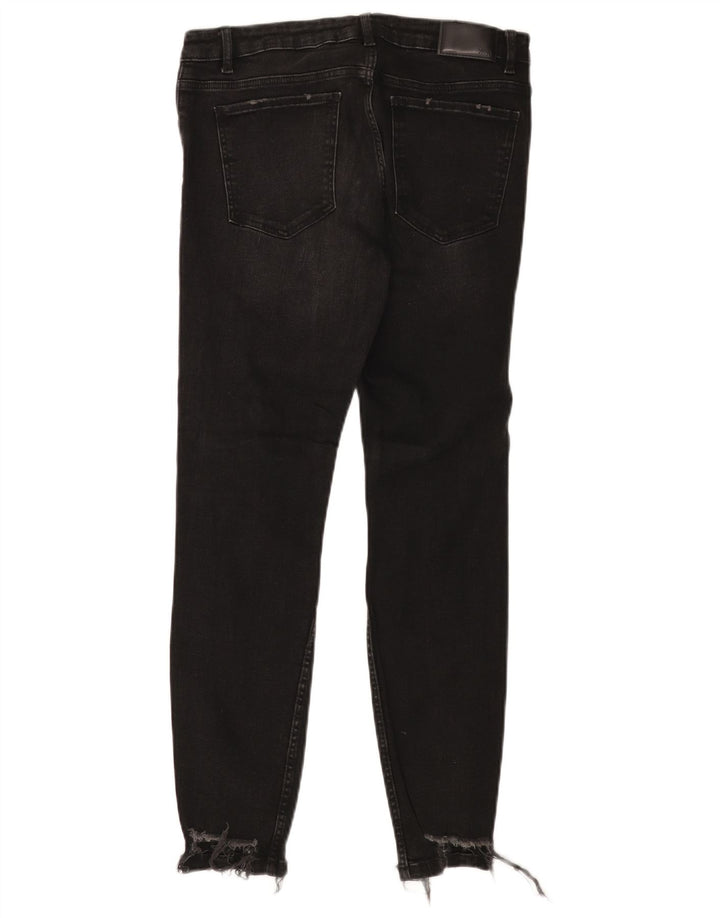 Zara Γυναικεία Distressed Slim Jeans EU 40 Medium W30 L27 Black Cotton