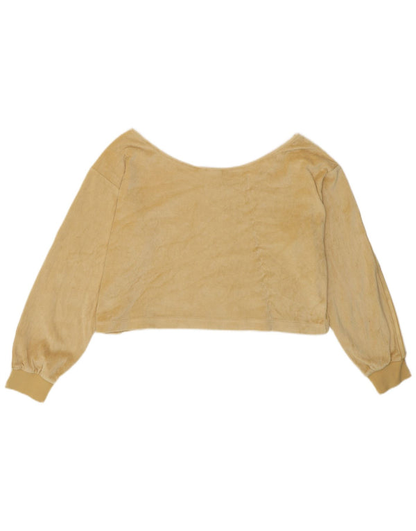 ADIDAS Γυναικεία Crop Oversized Off Shoulder Top UK 10 Small Yellow Cotton