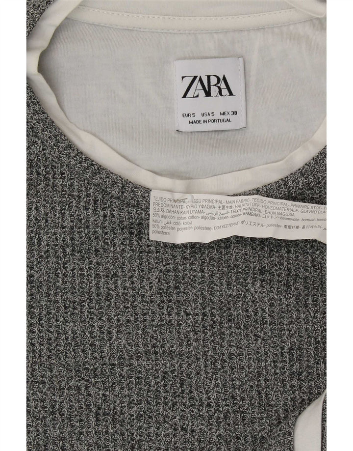 Zara Ανδρικό μακρυμάνικο μπλουζάκι από βαμβακερό γκρι μικρό