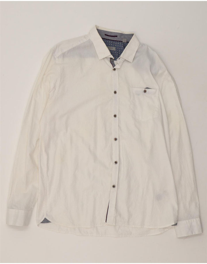 Ανδρικό πουκάμισο Ted Baker Νούμερο 6 2XL Λευκό βαμβακερό