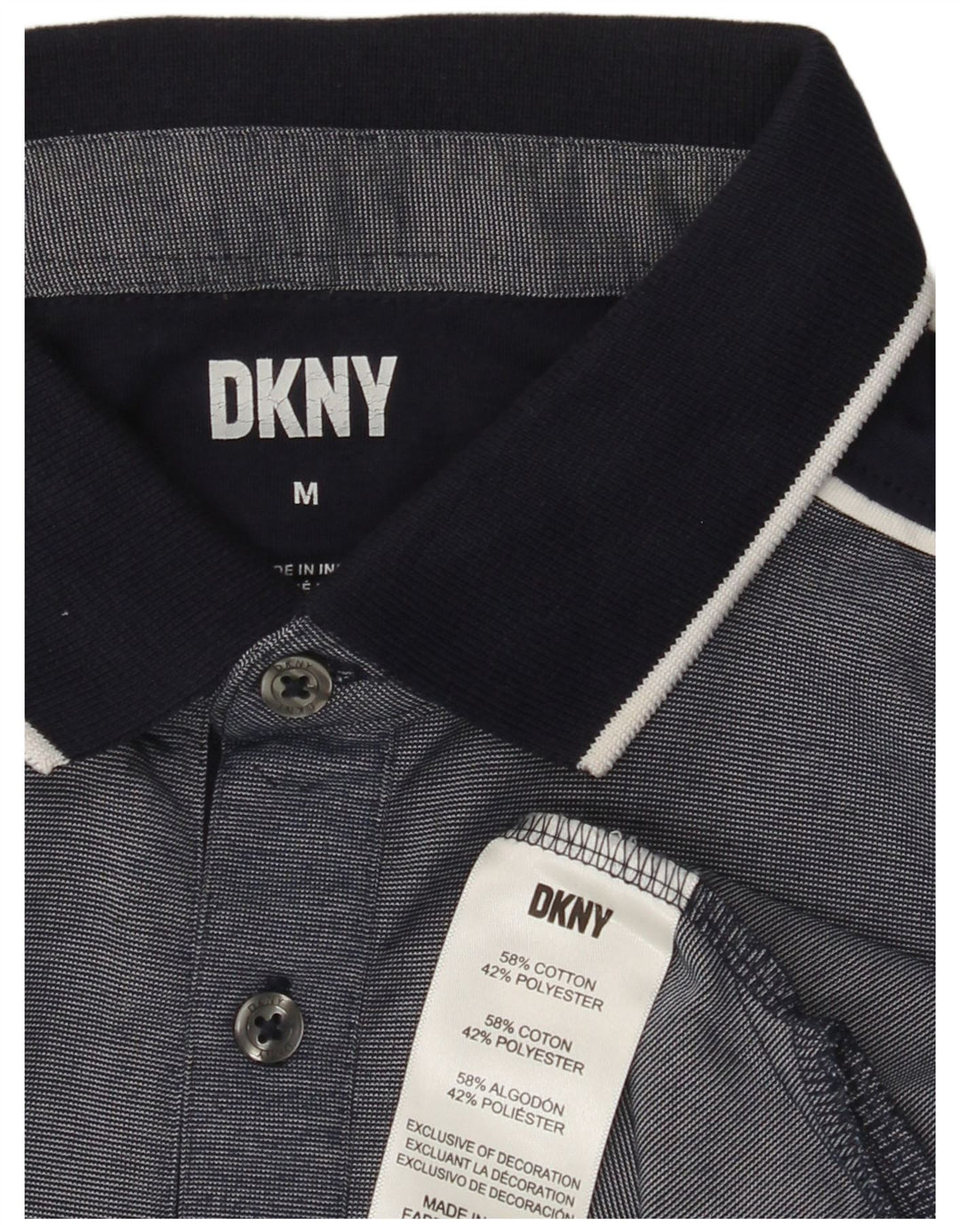Ανδρικό πουκάμισο πόλο DKNY από βαμβακερό μεσαίο ναυτικό μπλε