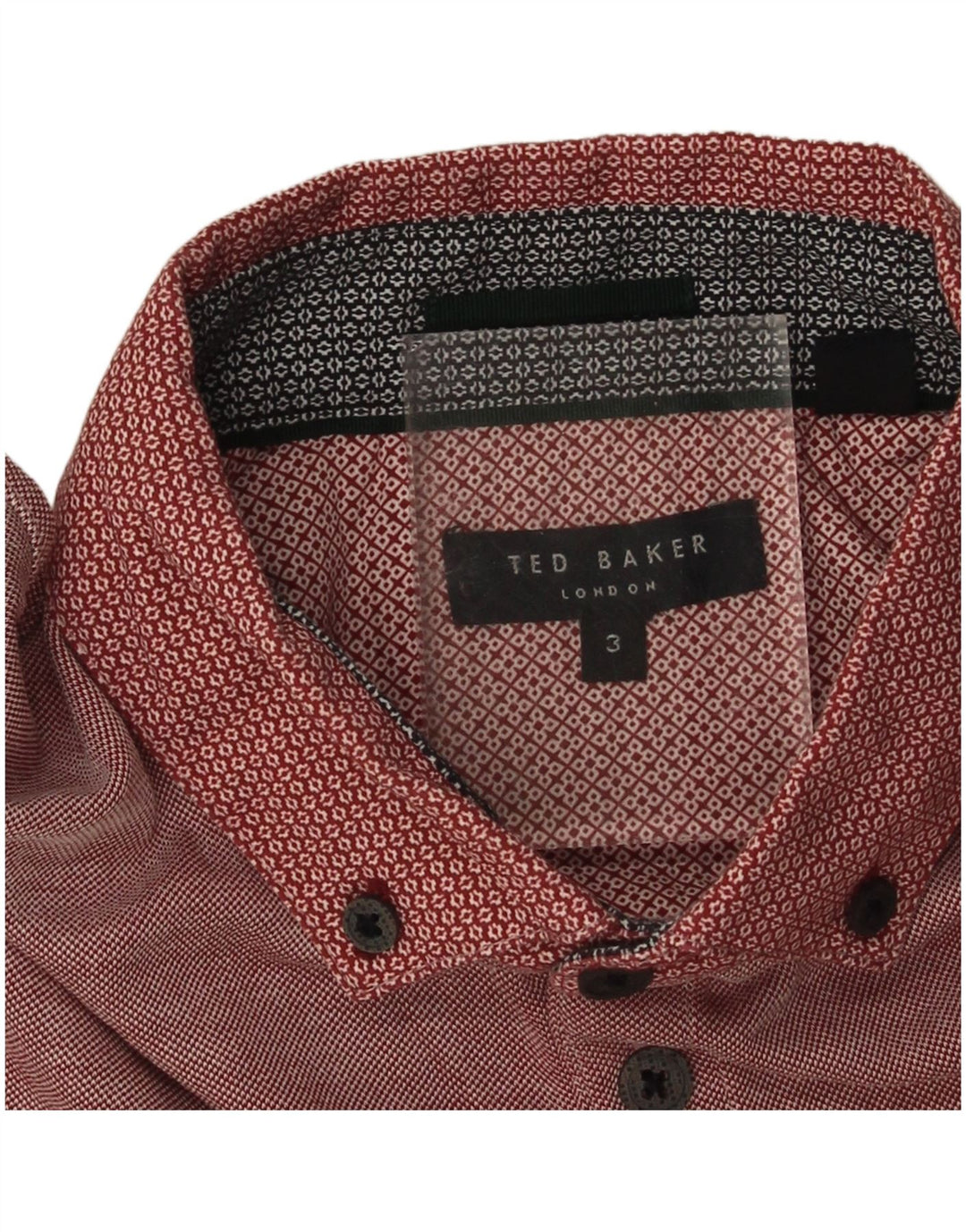 Ted Baker Ανδρικό πουκάμισο Polo Μέγεθος 3 Medium Burgundy Modal