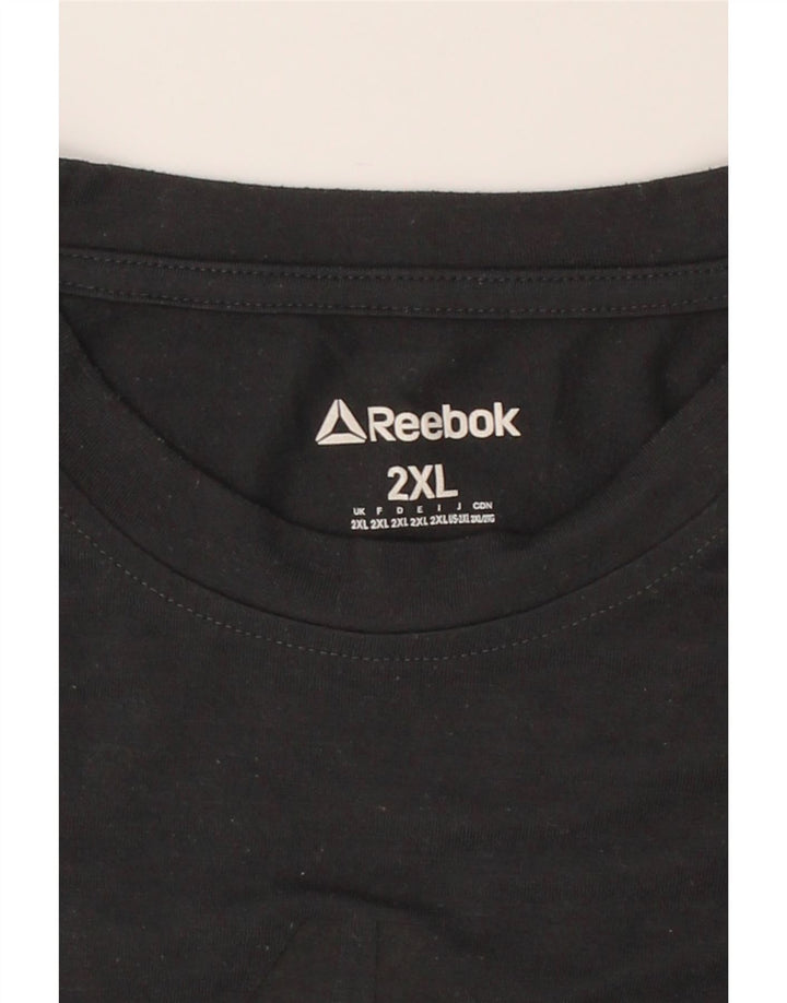 REEBOK Mens Graphic T-Shirt Top 2XL Grey Polyester Vintage Reebok and Second-Hand Reebok from Messina Hembry 
