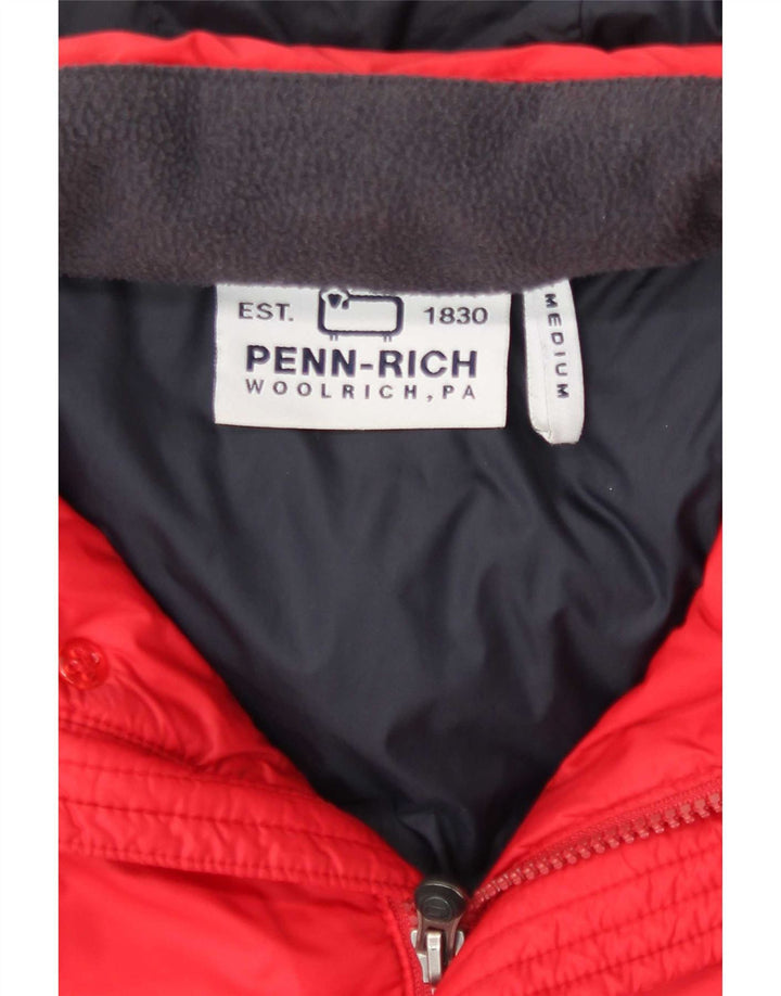 Woolrich Mens Penn-Rich Hooded Jacket UK 38 Medium Red Nylon