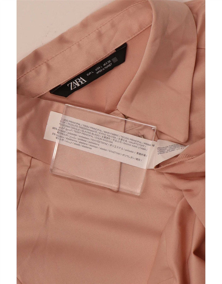 Zara γυναικείο πουκάμισο κορμάκι UK 14 μεγάλο ροζ πολυεστέρα