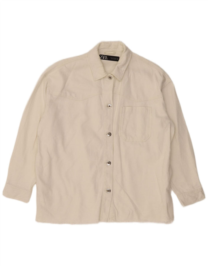 Zara Γυναικείο πουκάμισο UK 10 Small White Cotton