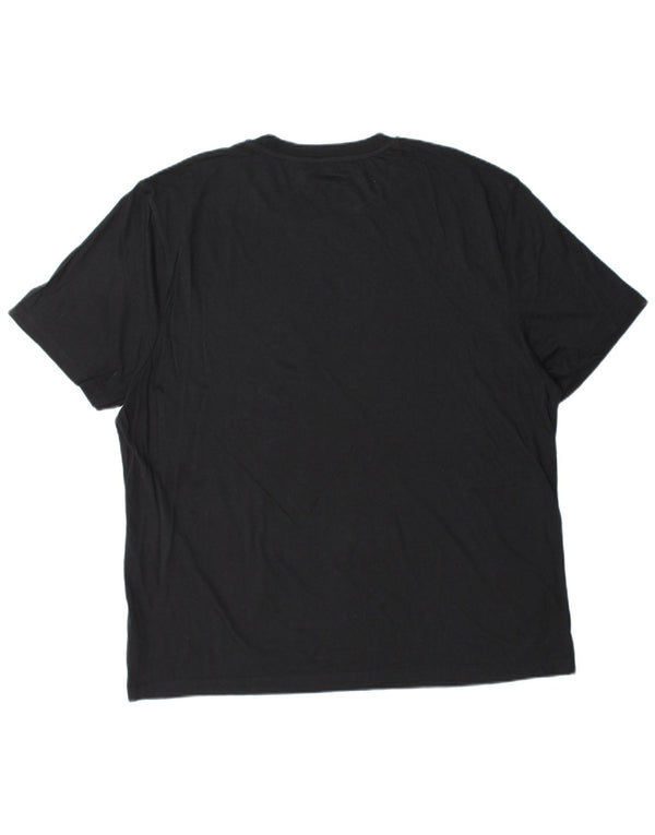 ALL SAINTS Mens Graphic T-Shirt Top XL Black Floral Cotton