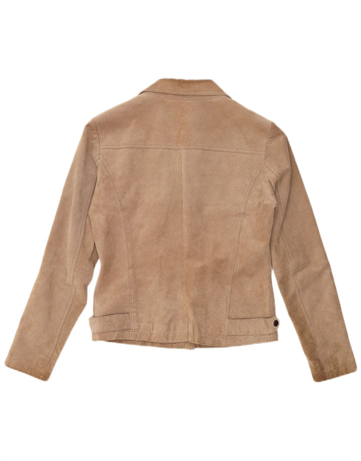 ΜΟΝΟ Γυναικείο Suede Biker Jacket IT 40 Small Beige Leather