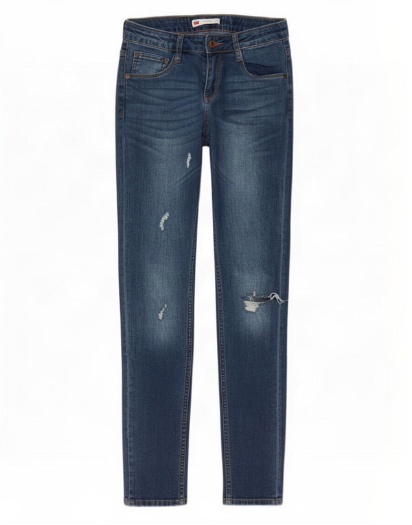 Levi's Girls 711 Distressed Skinny Jeans 13-14 ετών W26 L30 Blue Cotton