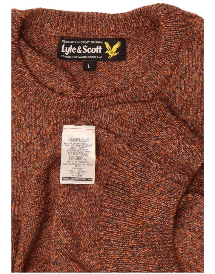 Lyle & Scott Ανδρικό πουλόβερ με λαιμόκοψη με μεγάλο καφέ μαλλί