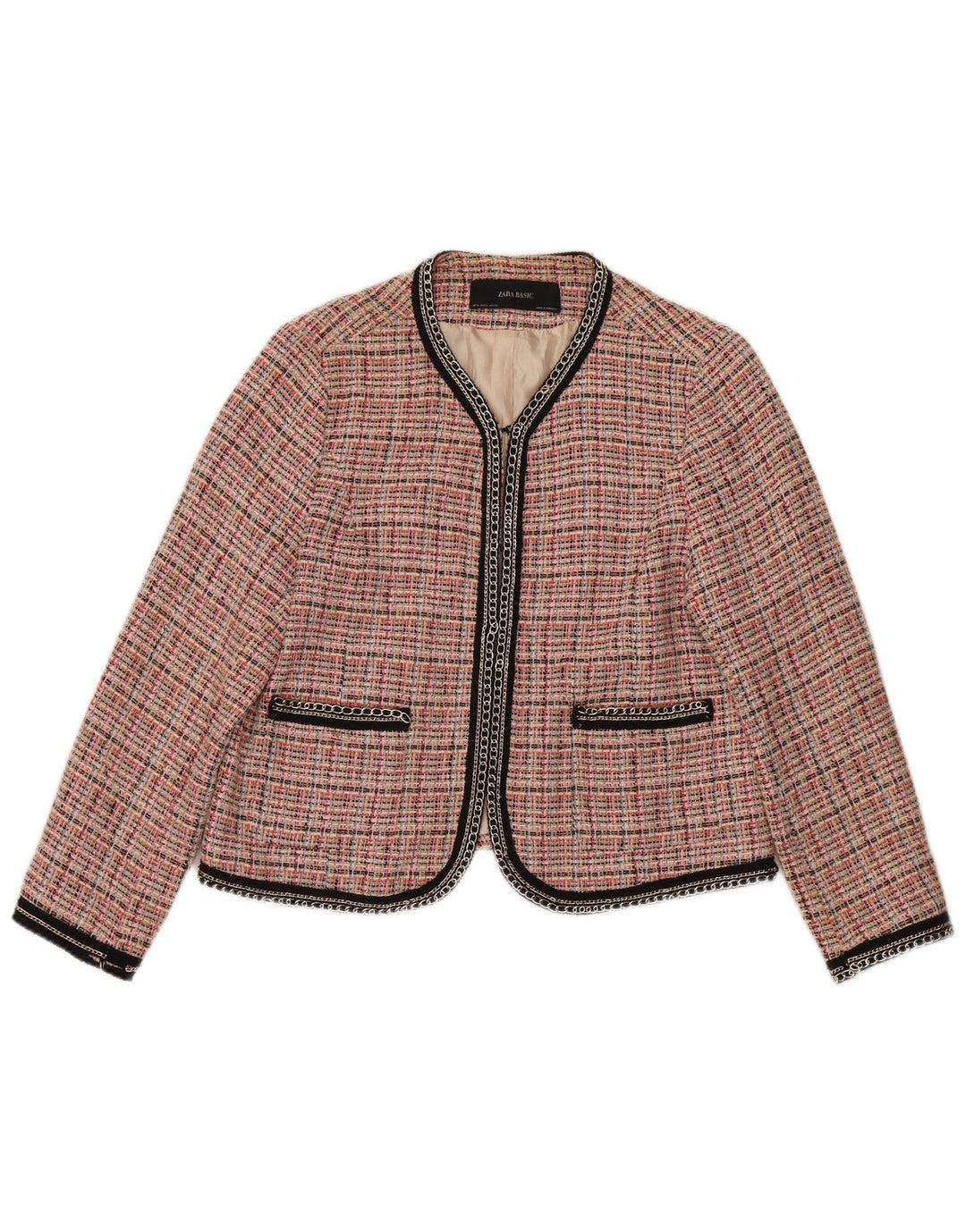 Zara Γυναικείο σακάκι UK 18 XL Pink Check Cotton