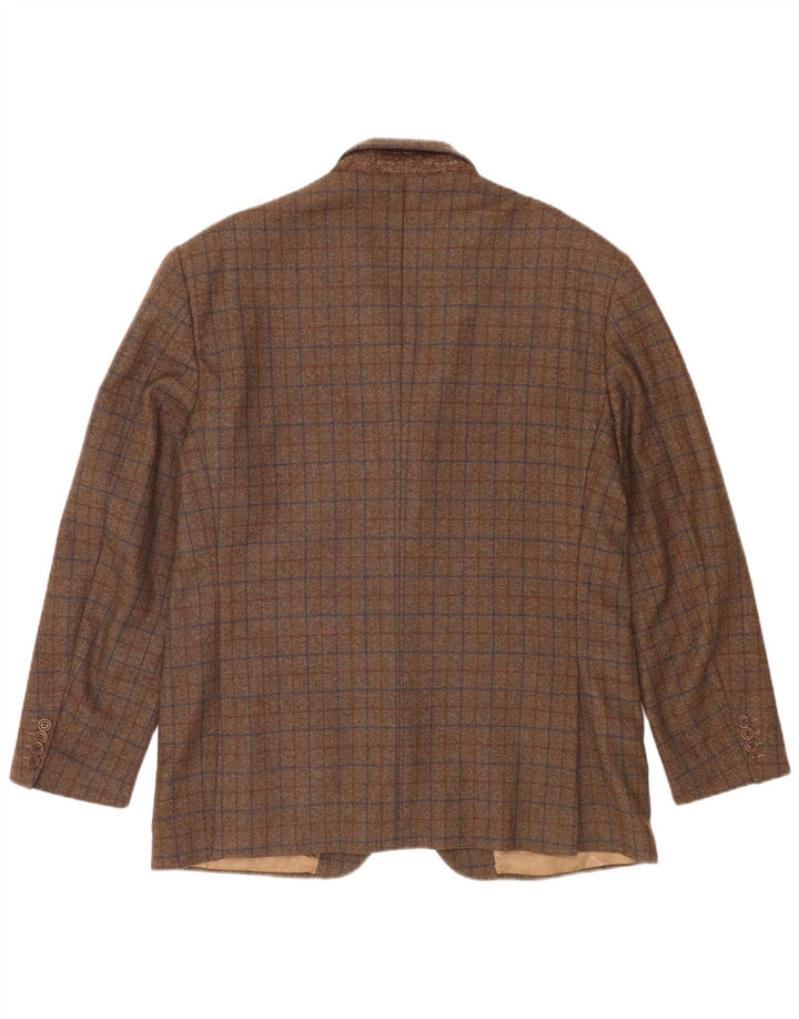 Brooksfield Ανδρικό σακάκι σακάκι με 3 κουμπιά UK 40 Large Brown Check Wool