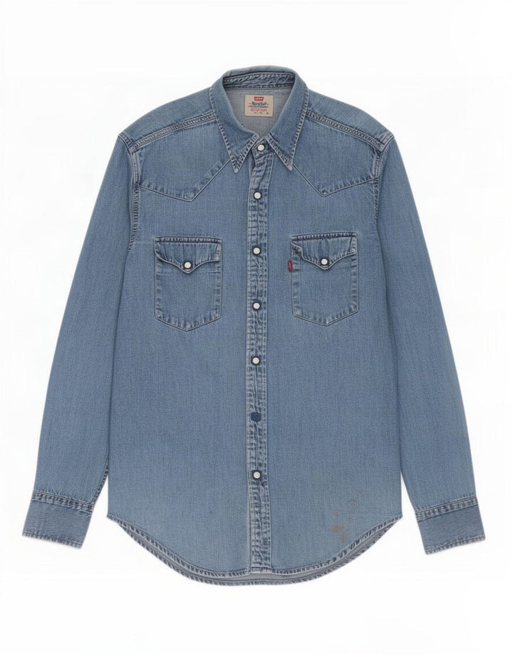 Ανδρικό τζιν πουκάμισο Levi's μεσαίο μπλε βαμβακερό