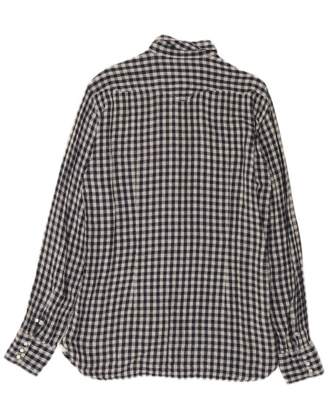 Stefanel Ανδρικό πουκάμισο Western Large Navy Blue Gingham Cotton