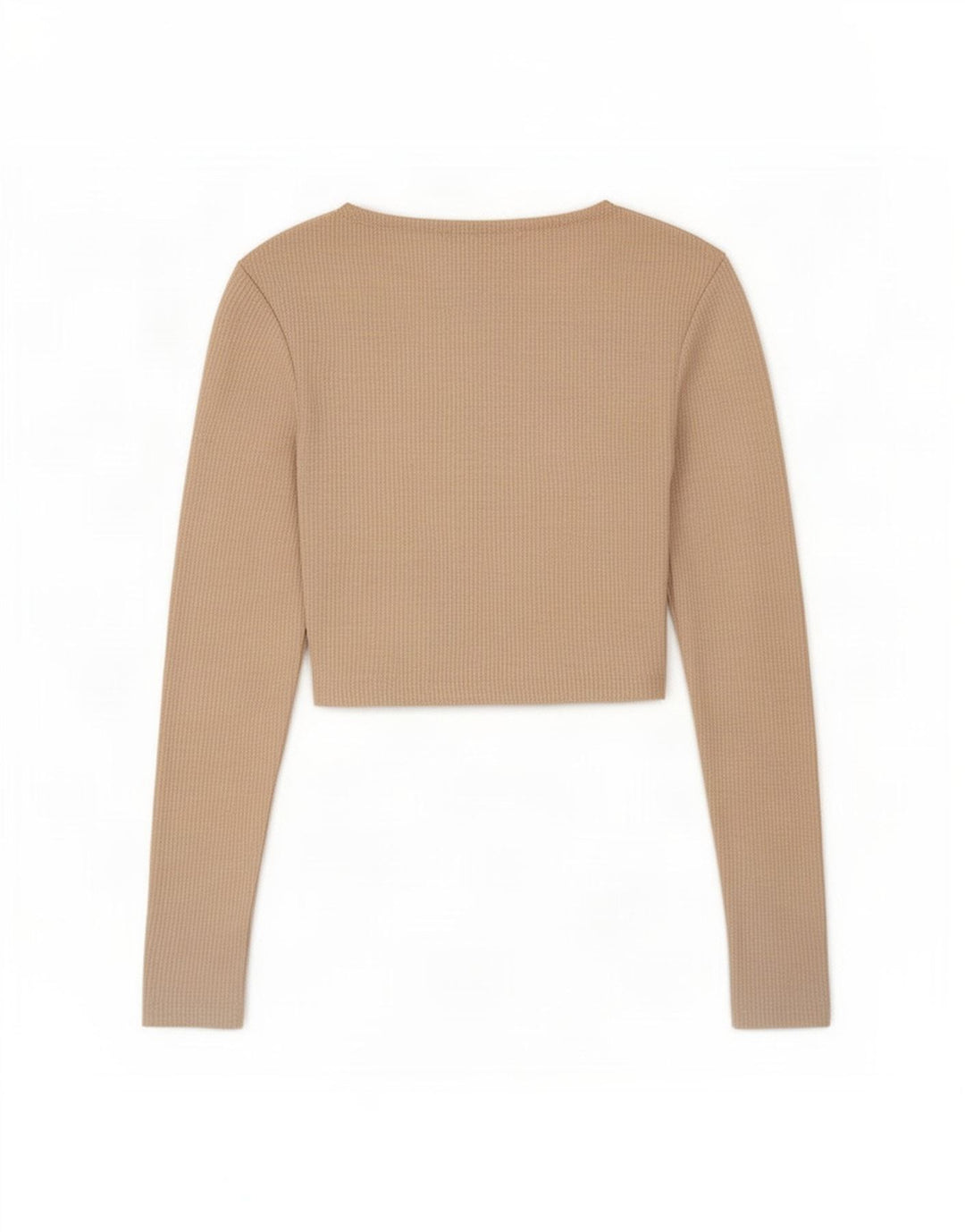 Zara Γυναικείο Crop Top Μακρυμάνικο UK 8 Small Beige Polyester