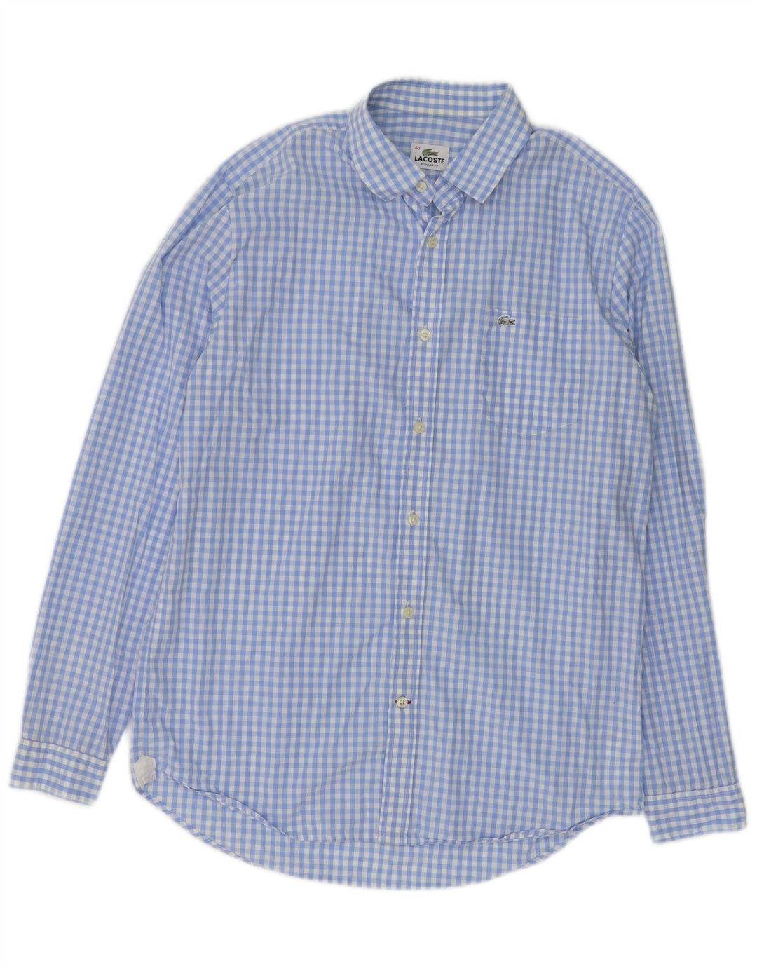 Ανδρικό πουκάμισο Lacoste Regular Fit Νούμερο 40 Medium Blue Gingham Cotton
