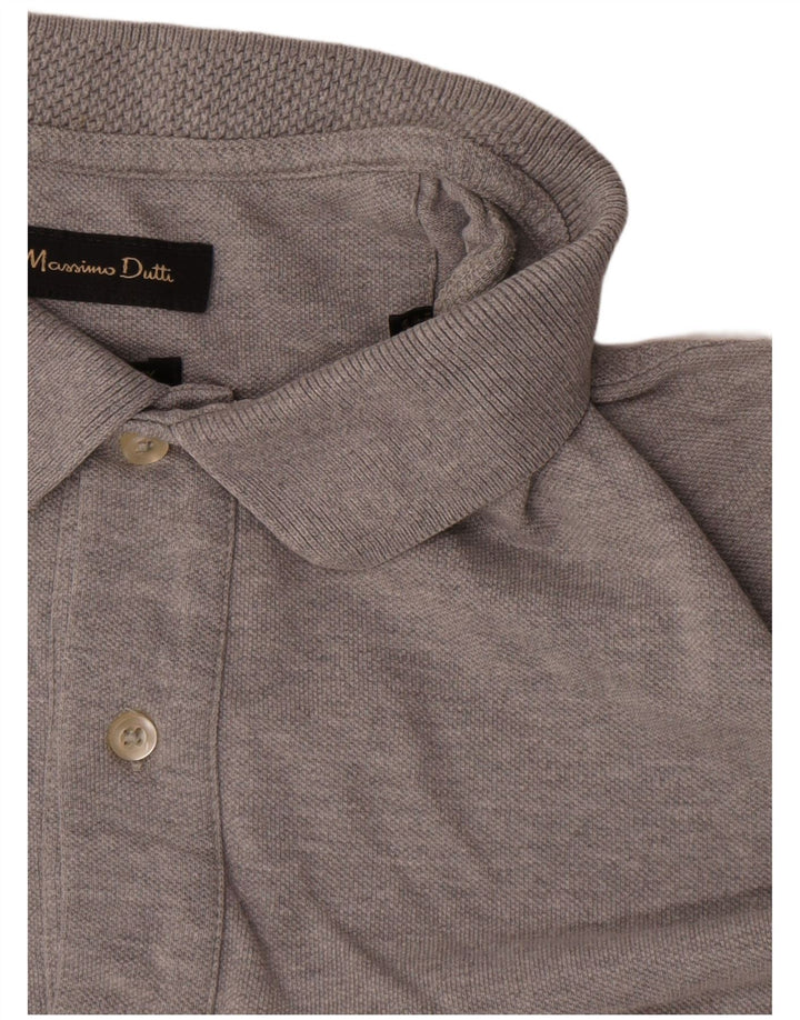 Ανδρικό μπλουζάκι πόλο Massimo Dutti, μεγάλο γκρι βαμβακερό