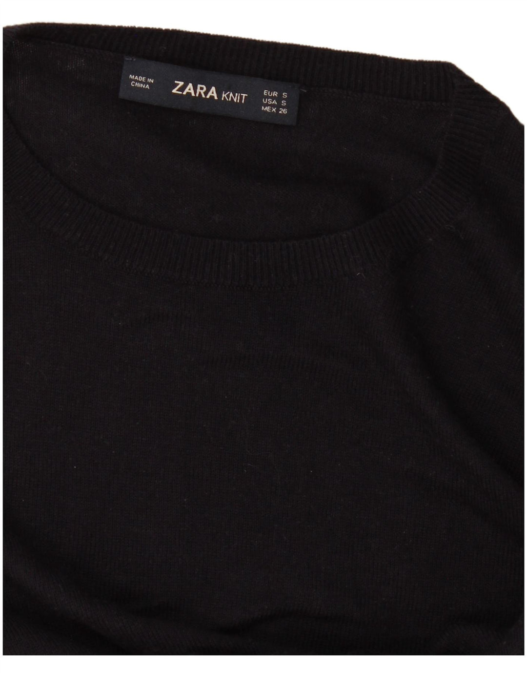 Zara Γυναικείο πουλόβερ με λαιμόκοψη UK 10 Small μαύρο